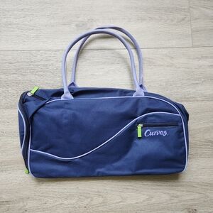 Curves Blue and Purple Gym Duffel Bag Side Shoe Pocket
